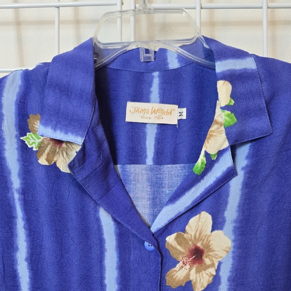 Jams World Blue & Multicolor Tropical Button Down Shirt Size Med - Picture 3 of 12